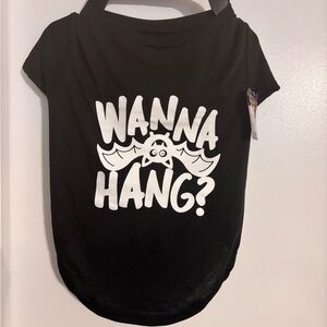 Chic Black Dog Tee with 'Wanna Hang?' Graphic